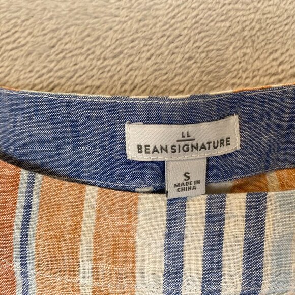 L.L. Bean Women's 100% Linen Short Sleeve Tie-Hem Top Small Striped - Picture 3 of 9